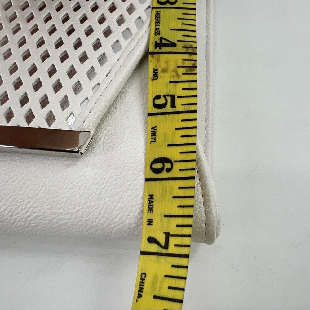 Woven Faux Leather envelope‎ clutch shoulder Bag White Silver lulu Townsend - Picture 9 of 14